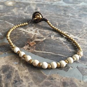 Boho hand woven beaded bracelet wax cord